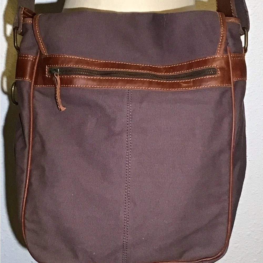 Fossil men’s leather/canvas messenger crossbody bag